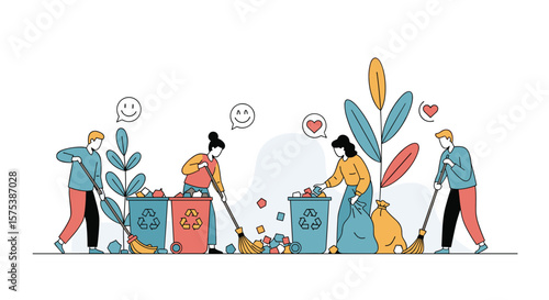 People actively participating in community cleanup efforts with enthusiasm and care