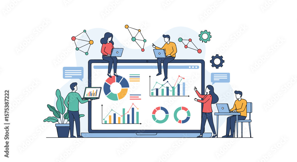Obraz premium Team collaboration enhances business analytics and data visualization for strategic decision making