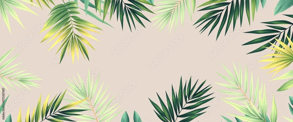 Elegant, minimalist palm leaf pattern; seamless tropical design, white, leaves Elegant, minimalist palm leaf pattern; seamless tropical design, white, leaves