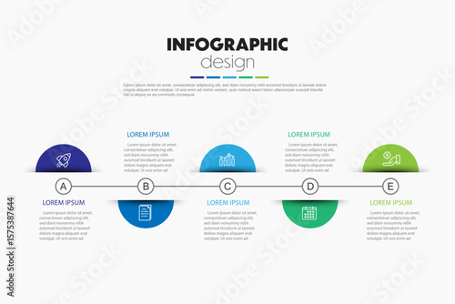 semicircle timeline infographics template presentations and business concept charts 4 options