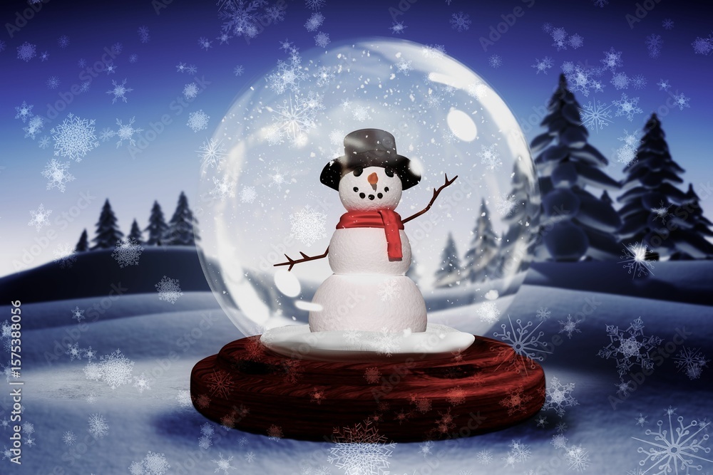 Fototapeta premium Digitally generated Snowman in a snow globe