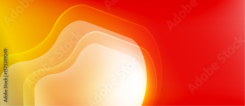 Abstract background features vibrant gradients. Yellow, orange, red hues blend smoothly creating dynamic visual effect. Light source radiates warmth.