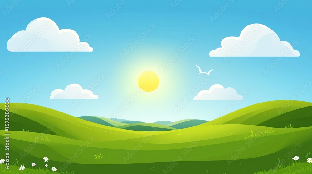Cartoonish landscape of rolling hills Cartoonish landscape of rolling hills