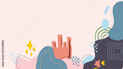Abstract pastel design with shapes and stars perfect for backgrounds, posters, invitations, and banners with a dreamy and whimsical feel.