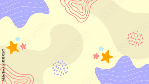 Pastel abstract image of stars and wavy lines great for backgrounds, posters, cards, and digital designs with a dreamy vibe.