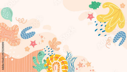 Abstract image of colorful organic shapes and stars, suitable for backgrounds, digital artwork, or design elements in graphic projects.