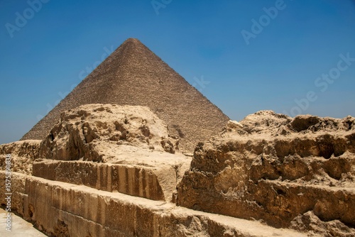 Khafre pyramid in the Egyptian desert at Giza