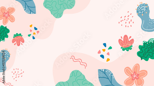 Pink abstract floral and leaf designs suitable for stationery, scrapbooking, textiles, and web graphics to bring a feminine touch.