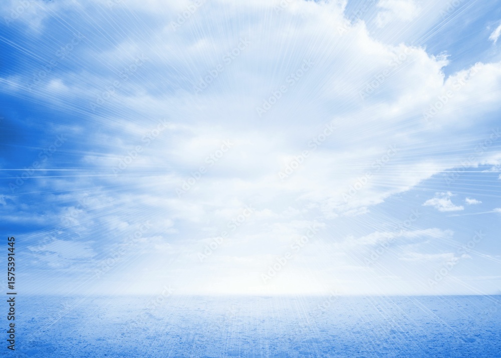 Obraz premium Blue landscape with cloudy sky