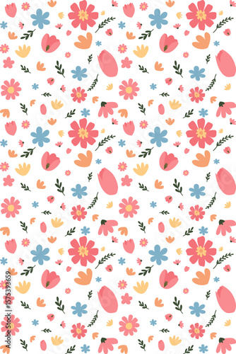 seamless pattern background with leaves, branch, flowers