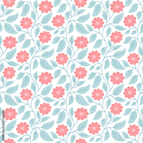seamless pattern with pink flowers for background