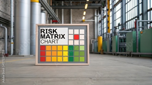 safety in Food and Beverage Risk matrix chart placed in an industrial environment, emphasizing safety and risk assessment.