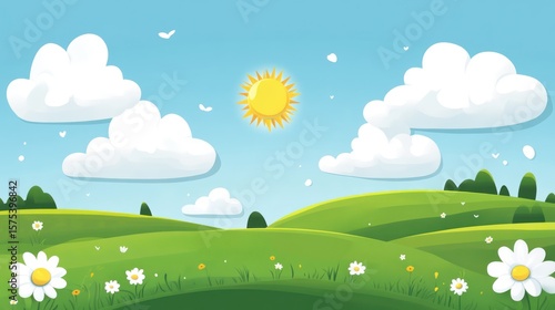 Cartoonish spring landscape