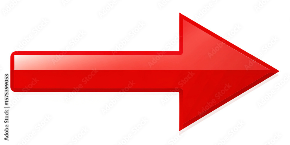 Shiny Red Arrow Pointing Right on Transparent Background Shiny Red Arrow Pointing Right on Transparent Background