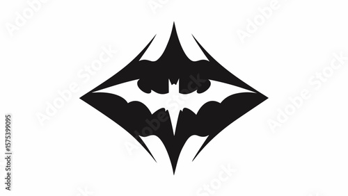 Abstract Bat Symbol Logo – Black Gothic Flying Creature Vector Design