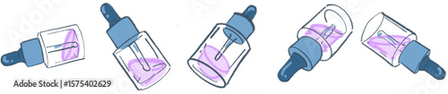 Pastel Cute Dropper Bottles for Skincare and Serum Illustrations