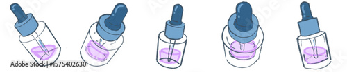 Pastel Cute Dropper Bottles for Skincare and Serum Illustrations