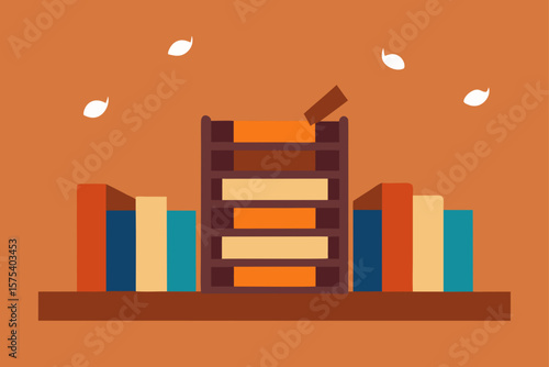 Dusty Old Library with Books Flying Off Shelves