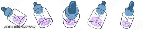 Pastel Cute Dropper Bottles for Skincare and Serum Illustrations