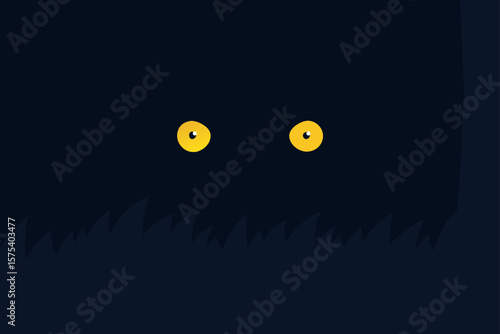Eerie Glowing Eyes Peering from the Darkness
