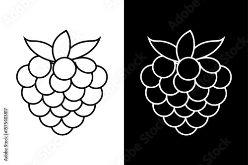 Editable Raspberry Icon. Healthy Summer Fruit Outline for Branding