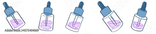 Pastel Cute Dropper Bottles for Skincare and Serum Illustrations