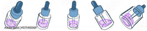 Pastel Cute Dropper Bottles for Skincare and Serum Illustrations