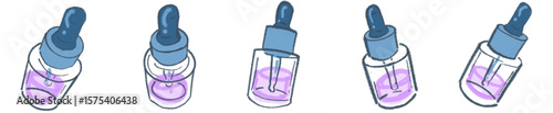 Pastel Cute Dropper Bottles for Skincare and Serum Illustrations