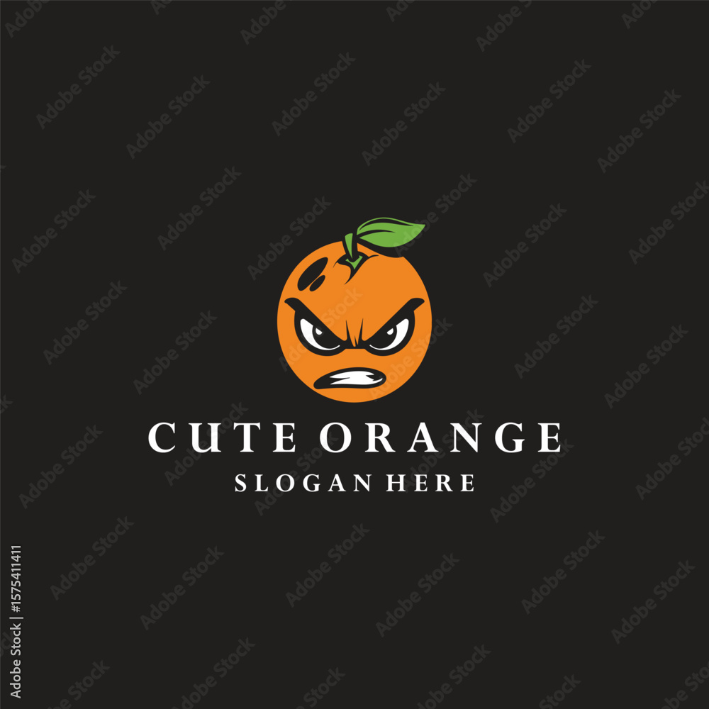 Naklejka premium Cute orange logo vector icon illustration