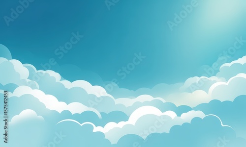 Blue Sky with Fluffy White Clouds in Bright Daylight