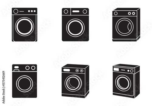 smart washing machine silhouette vector illustration