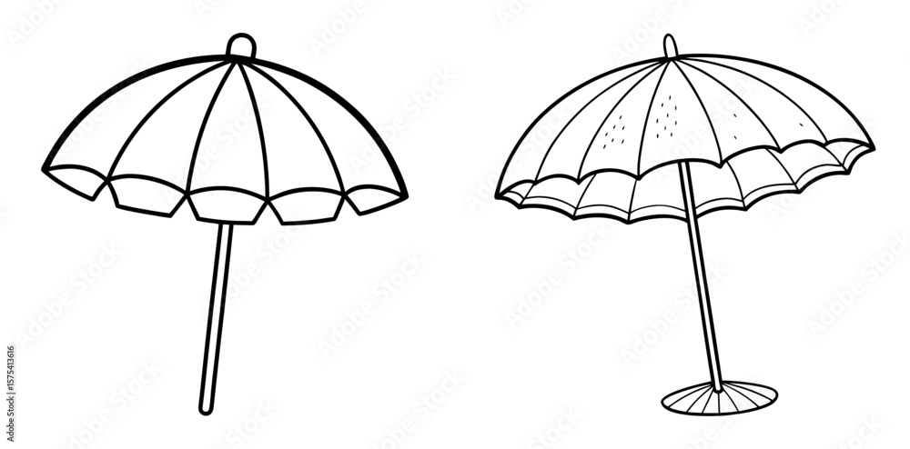 Fototapeta premium Beach Umbrella Coloring Book Page Outline Design