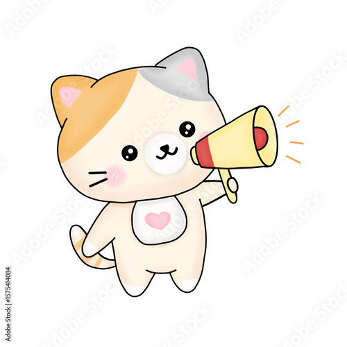 Cute cat with megaphone.