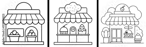 Food Shop Coloring Book Page Outline Design