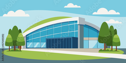 Modern Green Roof Building Design Sustainable Architecture and Eco-Friendly Construction