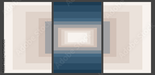Visual Focus Gradient: Serene Blue and Beige Layers with Lines – Contemporary Pattern for Presentations , Web. Abstract wallposter. 24x36 inches size of each one.