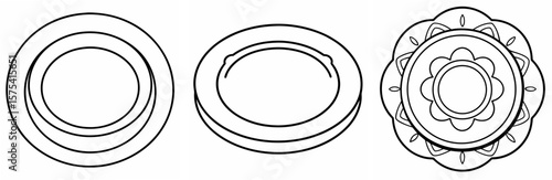 Plate Coloring Book Page Outline Line Art Design