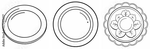 Plate Coloring Book Page Outline Line Art Design