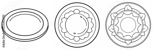 Plate Coloring Book Page Outline Line Art Design
