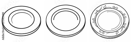 Plate Coloring Book Page Outline Line Art Design