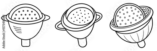 Strainer Coloring Book Page Outline Line Art