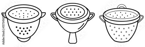 Strainer Coloring Book Page Outline Line Art