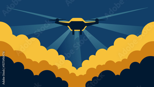 High-flying aircraft soar through the blue sky, their propellers cutting through the clouds