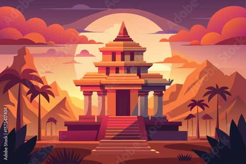 Ancient Chinese temple architecture under a Beijing sunset