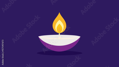 burning candle on black background