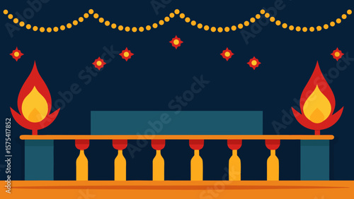 Cozy Christmas fireplace in a winter house with burning candles, ready for holiday celebrations