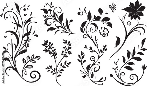 Wallpaper Mural Elegant Floral Vector Elements in Black and White for Graphic Design Projects Torontodigital.ca