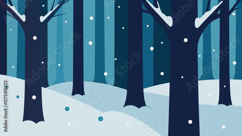 Winter Wonderland Snow Falling on a Serene Forest Scene