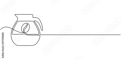 Turkish Coffee Continuous Line Illustration. Editable stroke. Hand drawn one line vector, Continuous Line Drawing of Turkish Coffee Icon. Hand Drawn Symbol Vector Illustration, Turkish cezve coffee 
