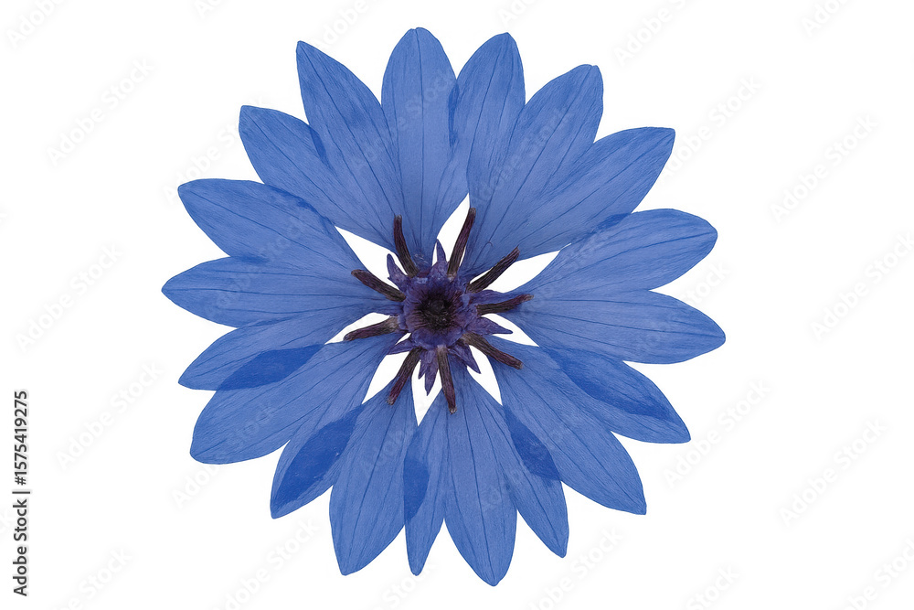 Obraz premium Chicory flower close-up, vivid blue petals, transparent backdrop, ideal for graphic design and botanical illustrations